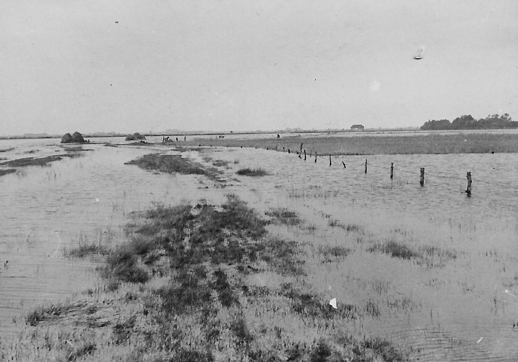 1954 Überschwemmung im Moor Bild 2 mit Schöpfwerk