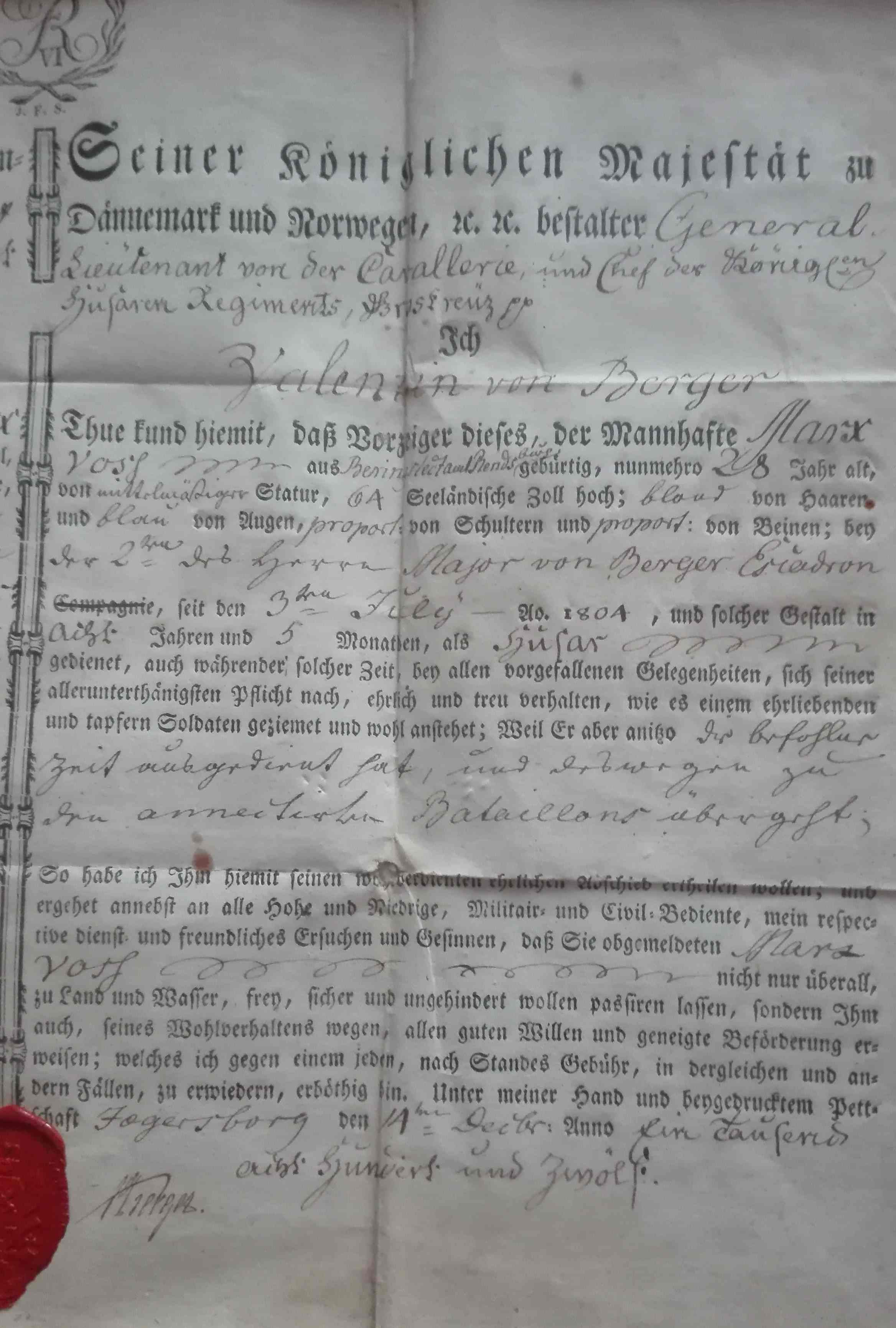 Als Husar im königlichen Dienst 1804 für website
