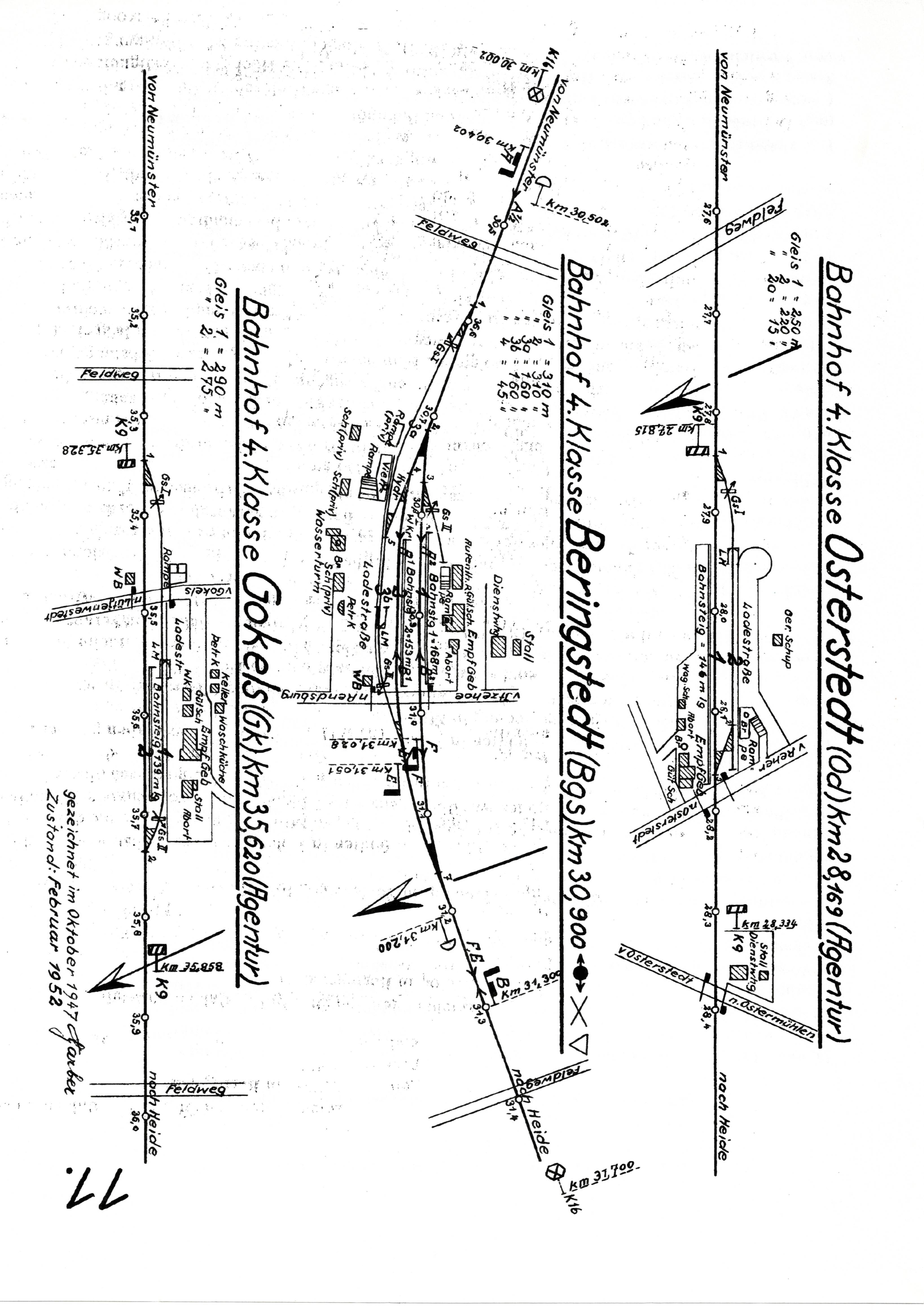 Bahnhof Beringstedt Zeichnung 1947