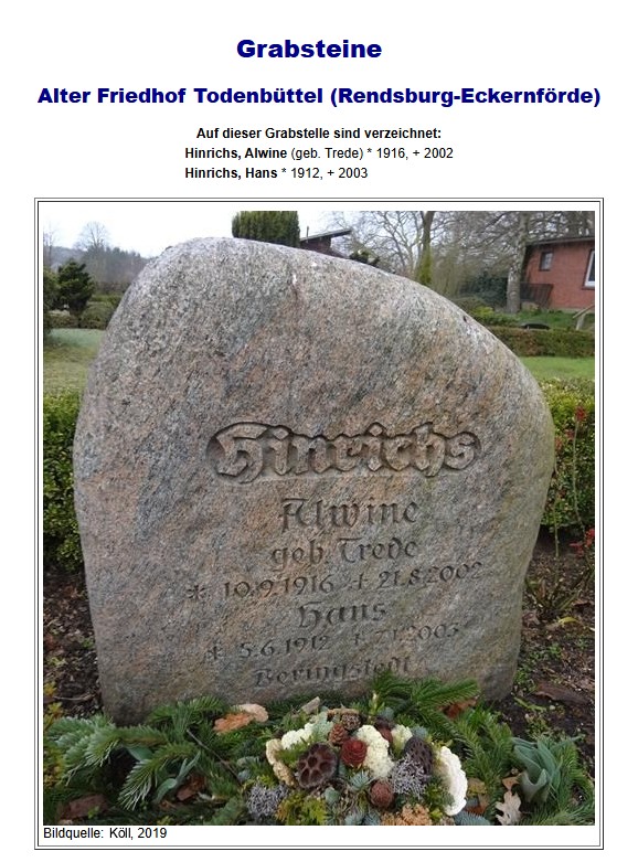 Grabstein Hans Hinrichs u Frau