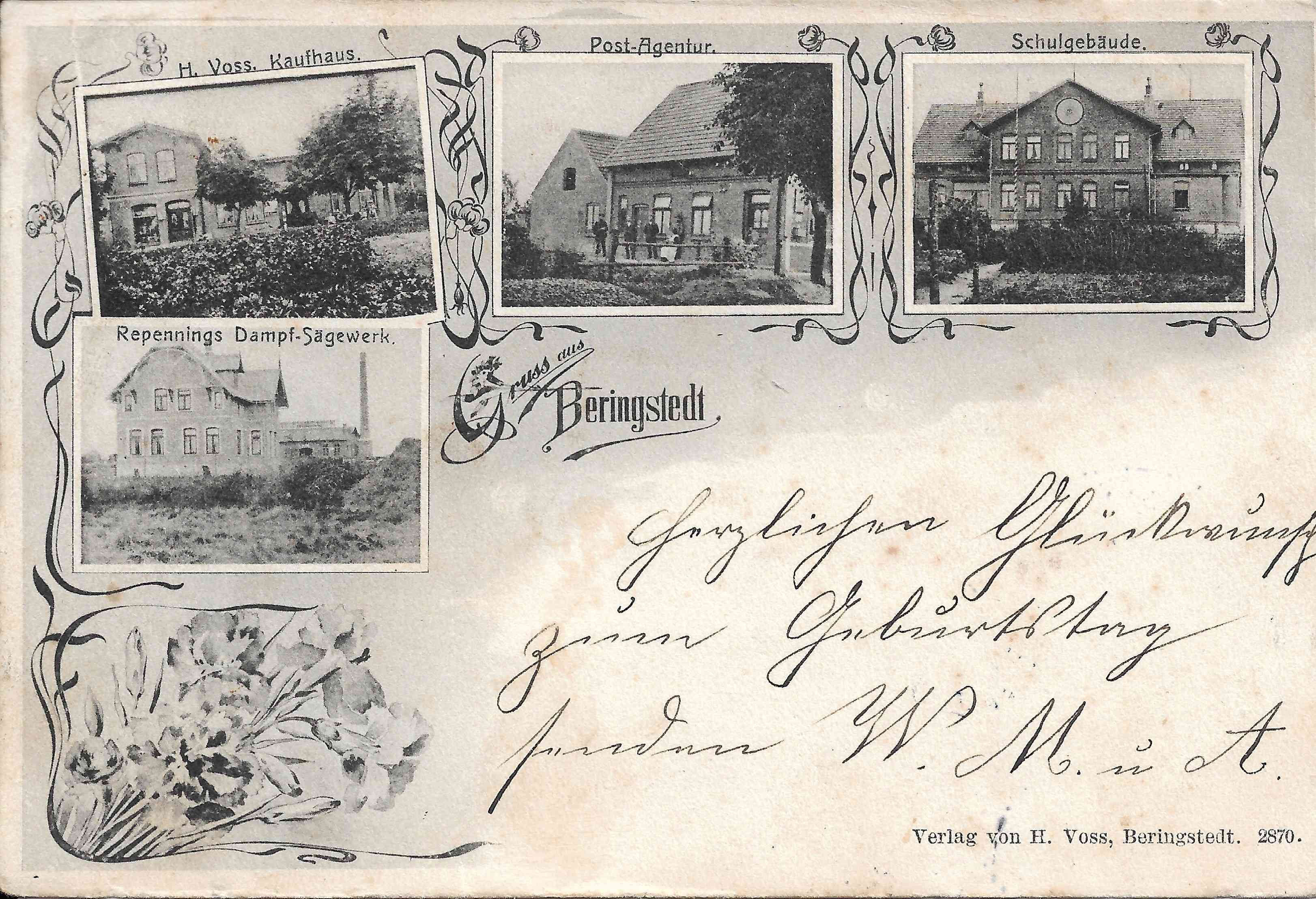 Kaufhaus Voss PostAgentur Schule u Dampfsägerei 1905 für website