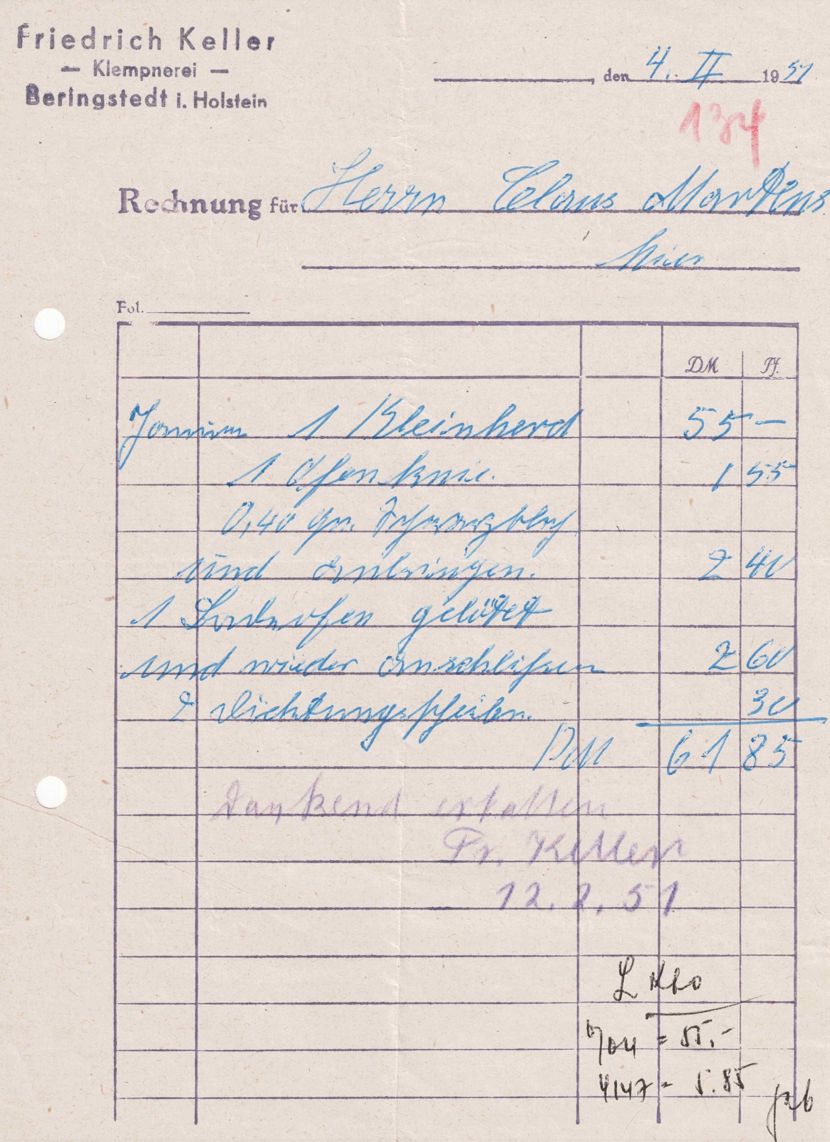 Klempnerei Fr. Keller 1951 für website