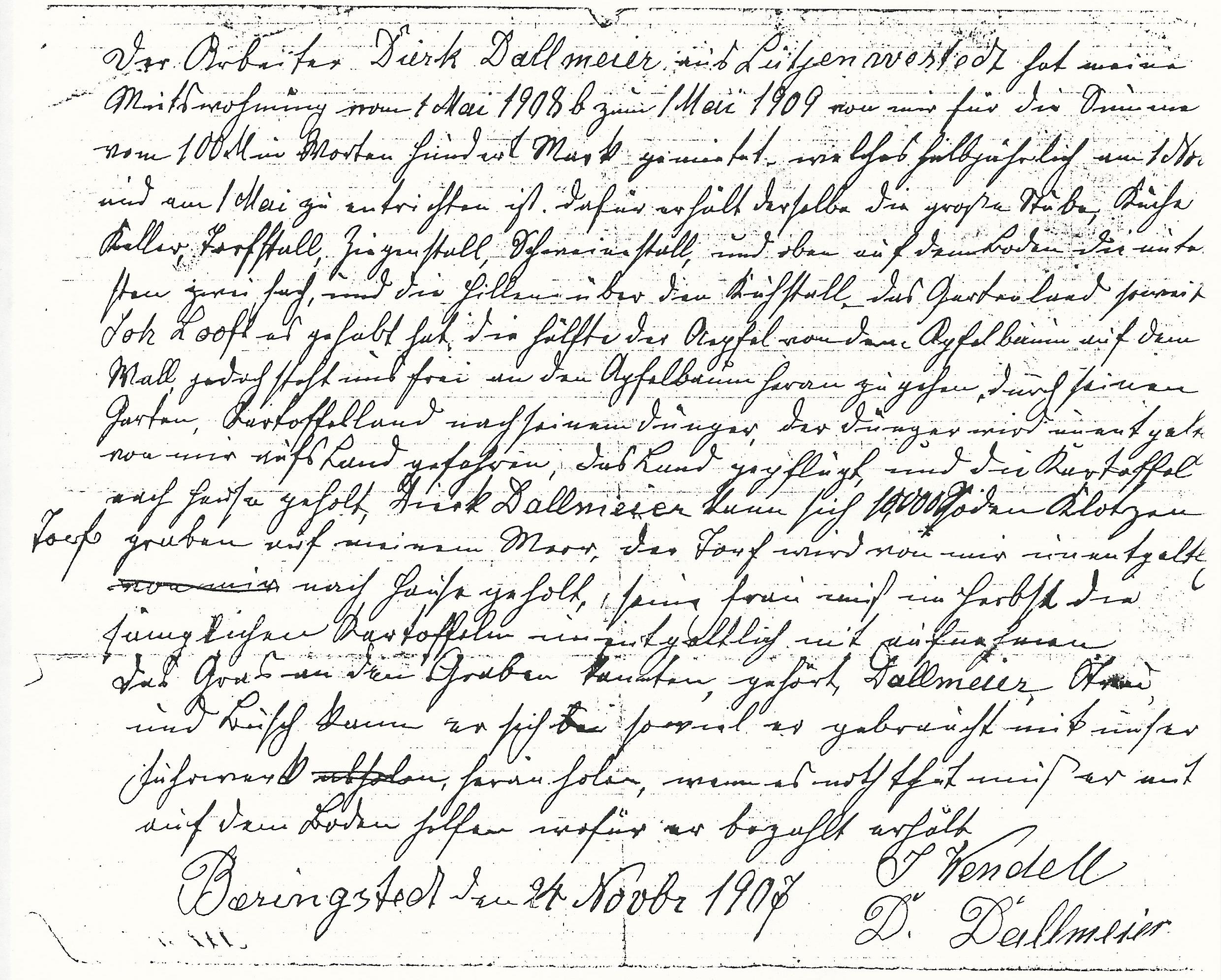 Mietvertrag von 1907