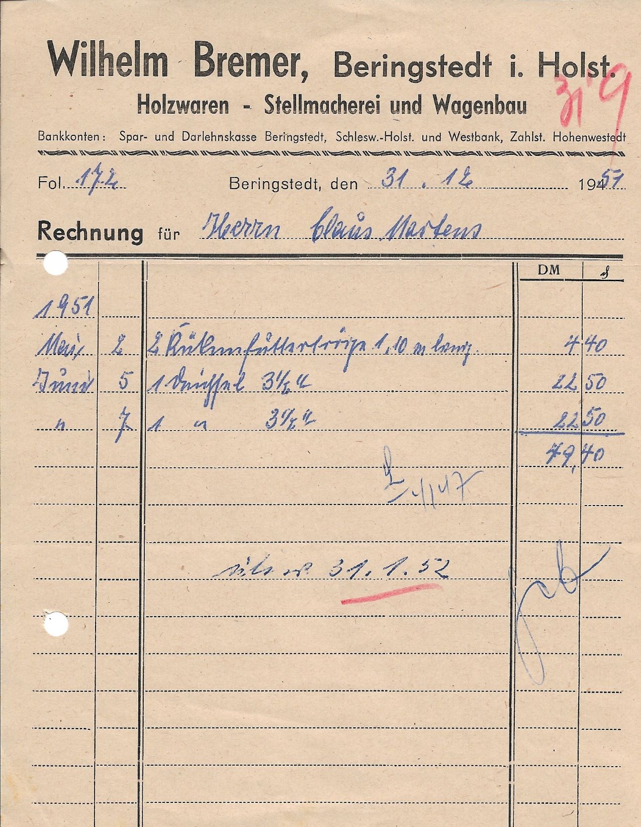 Wilhelm Bremer Holzwaren u Stellmacherei Rg 1 von Dez 1951 für website