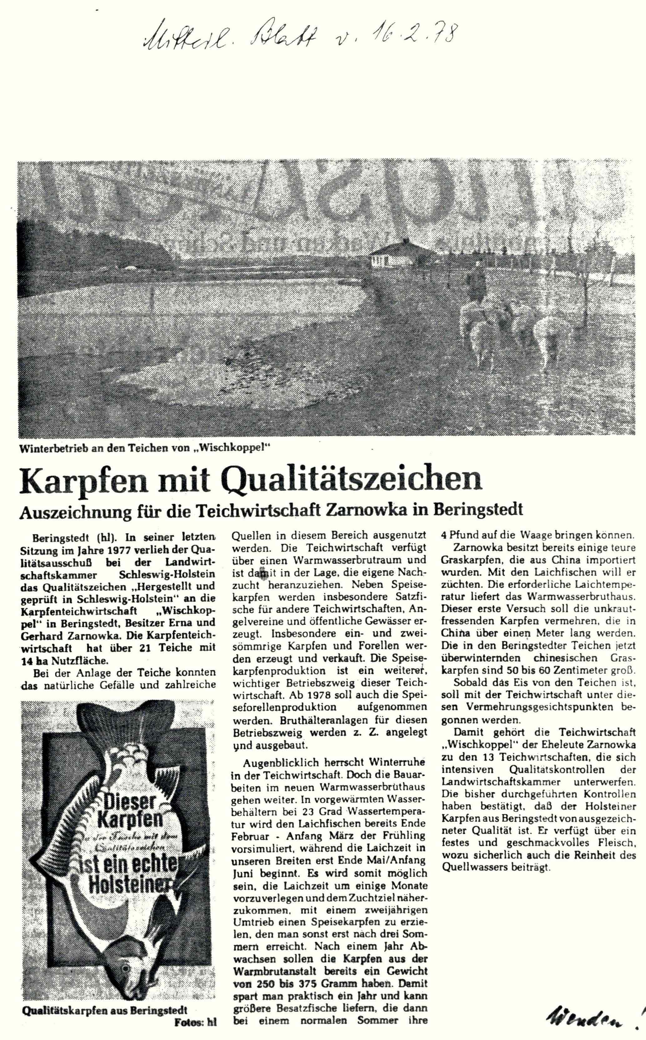 Wischkoppel Zeitungsartikel im Mitteilungsblatt für website